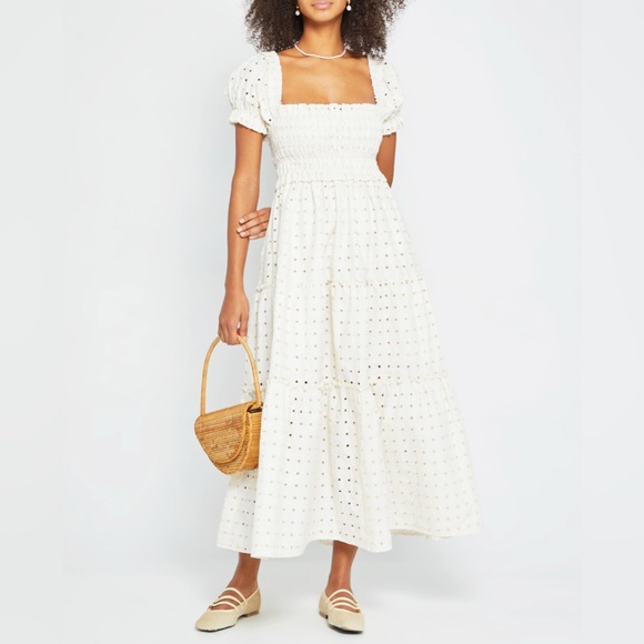 NWOT O.P.T Eyelet Bobi Midi Dress. Size L - Picture 5 of 12